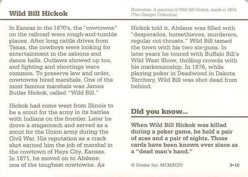 1994-01 Grolier Story of America #3.10 Wild Bill Hickok Back