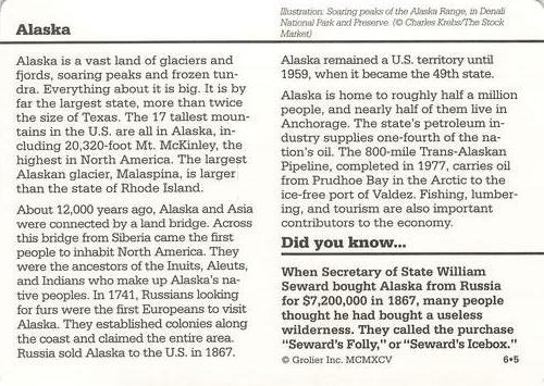 1994-01 Grolier Story of America #6.5 Alaska Back