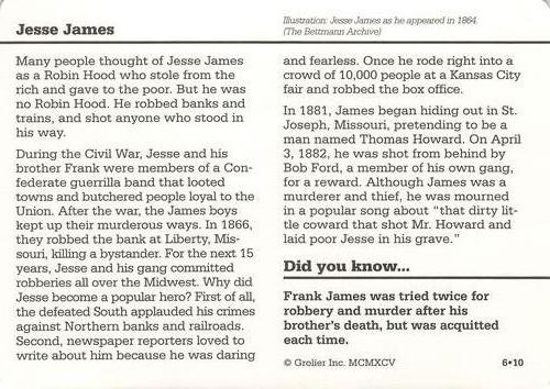 1994-01 Grolier Story of America #6.10 Jesse James Back