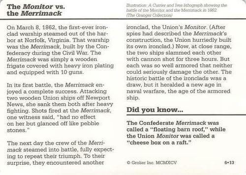 1994-01 Grolier Story of America #6.13 The Monitor vs. the Merrimack Back