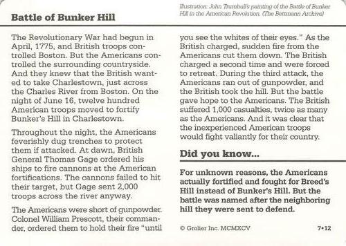 1994-01 Grolier Story of America #7.12 Battle of Bunker Hill Back