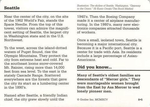 1994-01 Grolier Story of America #8.5 Seattle Back