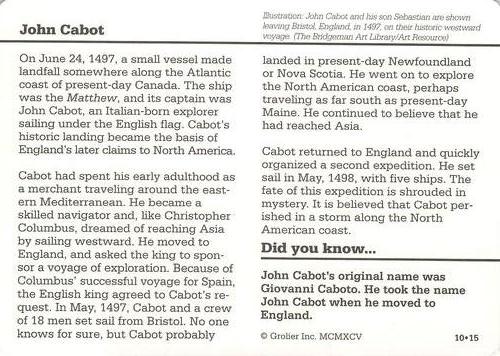1994-01 Grolier Story of America Cards #10.15 John Cabot Back