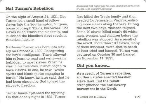 1994-01 Grolier Story of America #11.7 Nat Turner's Rebellion Back