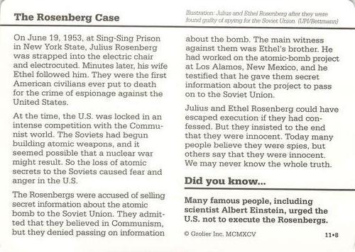 1994-01 Grolier Story of America #11.8 The Rosenberg Case Back