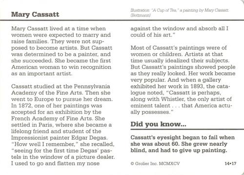 1994-01 Grolier Story of America #14.17 Mary Cassatt Back