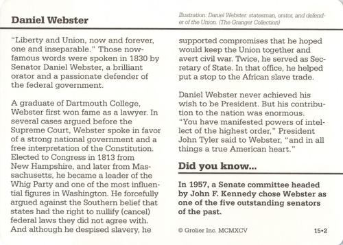 1994-01 Grolier Story of America #15.2 Daniel Webster Back
