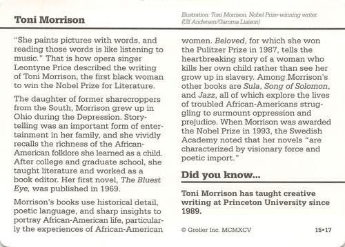 1994-01 Grolier Story of America #15.17 Toni Morrison Back