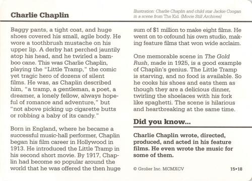 1994-01 Grolier Story of America #15.18 Charlie Chaplin Back