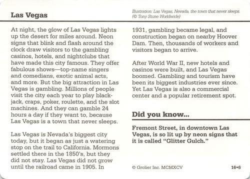 1994-01 Grolier Story of America Cards #16.6 Las Vegas Back