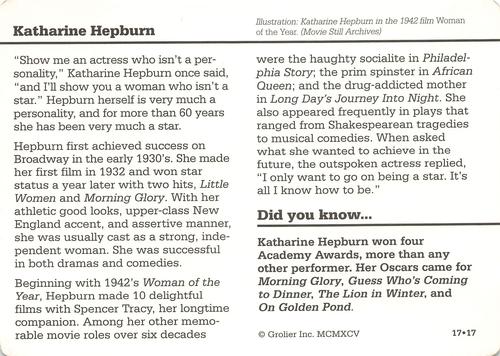 1994-01 Grolier Story of America #17.17 Katharine Hepburn Back