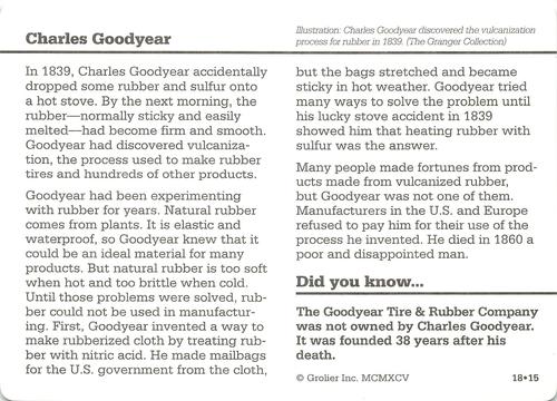 1994-01 Grolier Story of America #18.15 Charles Goodyear Back