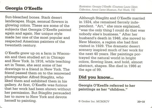 1994-01 Grolier Story of America #20.18 Georgia O'Keeffe Back