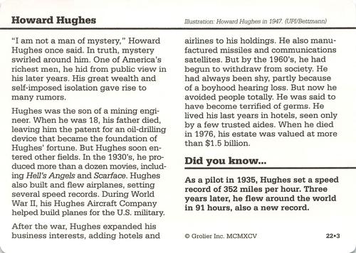 1994-01 Grolier Story of America #22.3 Howard Hughes Back