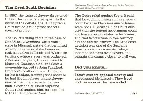 1994-01 Grolier Story of America #22.8 The Dred Scott Decision Back