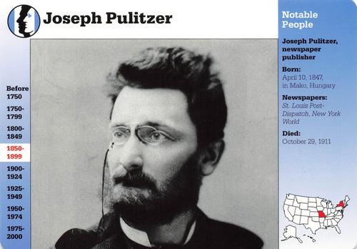 1994-01 Grolier Story of America Cards #23.3 Joseph Pulitzer Front