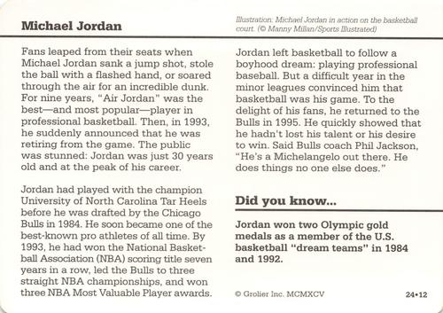 1994-01 Grolier Story of America Cards #24.12 Michael Jordan Back