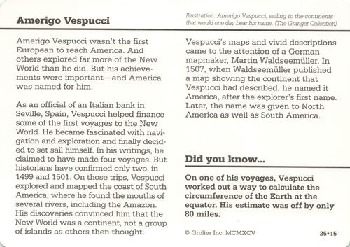 1994-01 Grolier Story of America #25.15 Amerigo Vespucci Back
