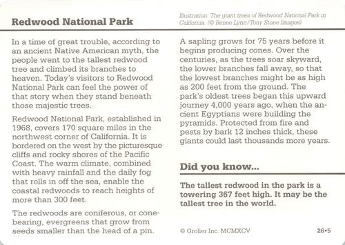 1994-01 Grolier Story of America Cards #26.5 Redwood National Park Back