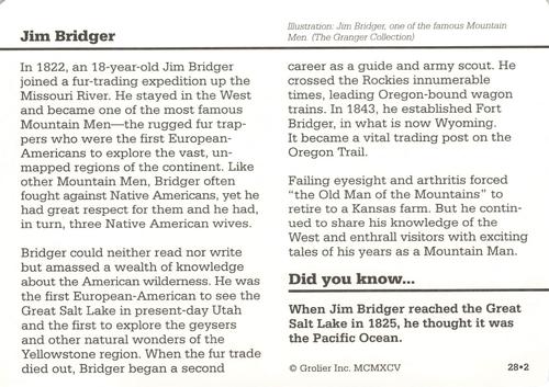 1994-01 Grolier Story of America Cards #28.2 Jim Bridger Back