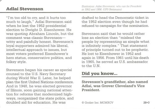 1994-01 Grolier Story of America #28.3 Adlai Stevenson Back
