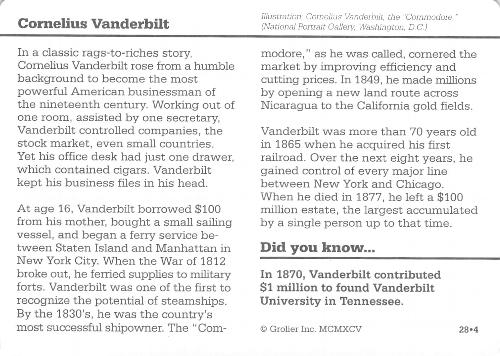 1994-01 Grolier Story of America #28.4 Cornelius Vanderbilt Back