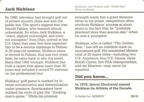 1994-01 Grolier Story of America #28.12 Jack Nicklaus Back