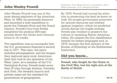 1994-01 Grolier Story of America #28.16 John Wesley Powell Back