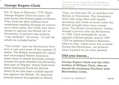 1994-01 Grolier Story of America #30.14 George Rogers Clark Back