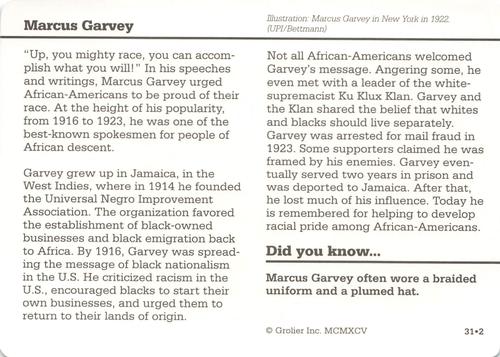 1994-01 Grolier Story of America #31.2 Marcus Garvey Back