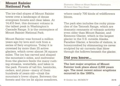 1994-01 Grolier Story of America #31.5 Mount Rainier National Park Back