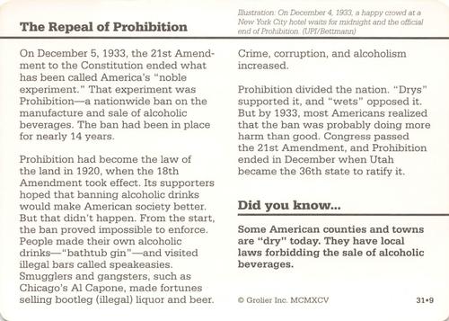 1994-01 Grolier Story of America #31.9 The Repeal of Prohibition Back