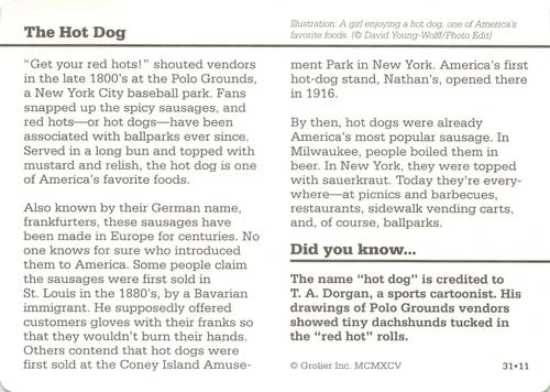 1994-01 Grolier Story of America #31.11 The Hot Dog Back