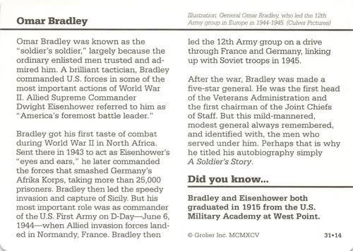 1994-01 Grolier Story of America Cards #31.14 Omar Bradley Back