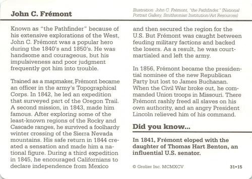 1994-01 Grolier Story of America #31.15 John C. Frémont Back