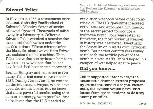 1994-01 Grolier Story of America #32.16 Edward Teller Back