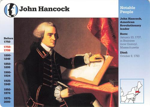 1994-01 Grolier Story of America Cards #33.3 John Hancock Front