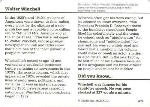 1994-01 Grolier Story of America #33.9 Walter Winchell Back