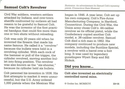 1994-01 Grolier Story of America #33.15 Samuel Colt's Revolver Back