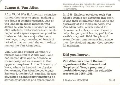 1994-01 Grolier Story of America #33.16 James A. Van Allen Back
