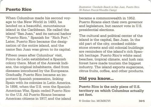 1994-01 Grolier Story of America #34.5 Puerto Rico Back