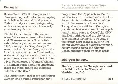 1994-01 Grolier Story of America #36.4 Georgia Back