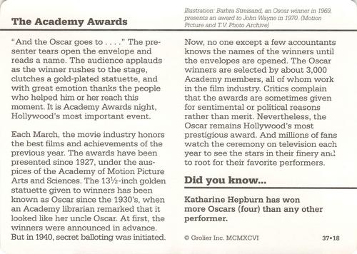 1994-01 Grolier Story of America #37.18 The Academy Awards Back