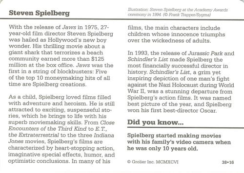 1994-01 Grolier Story of America #38.16 Steven Spielberg Back
