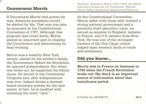 1994-01 Grolier Story of America #39.2 Gouverneur Morris Back