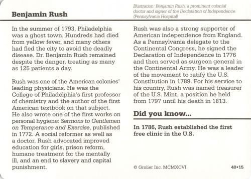 1994-01 Grolier Story of America #40.15 Benjamin Rush Back