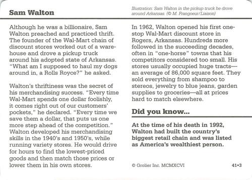 1994-01 Grolier Story of America #41.3 Sam Walton Back