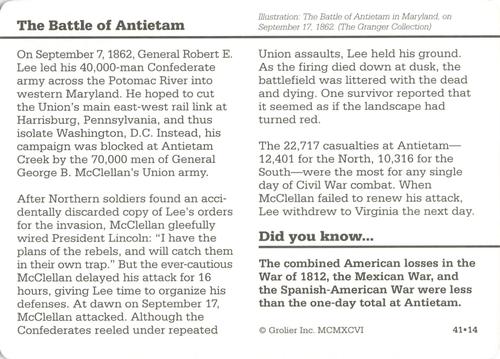 1994-01 Grolier Story of America #41.14 The Battle of Antietam Back
