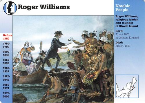 1994-01 Grolier Story of America Cards #42.4 Roger Williams Front