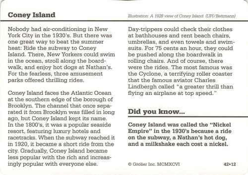 1994-01 Grolier Story of America #42.12 Coney Island Back